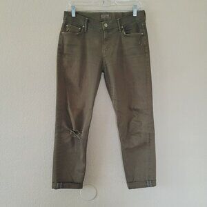 Mother Denim The Dropout Dye Green Moss Skinny Jean Size 25 Stretchy